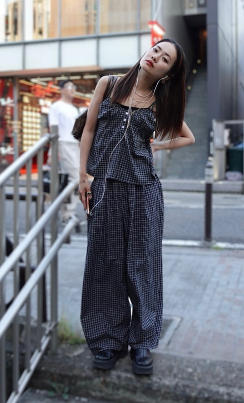 チェックボリュームラフパンツ